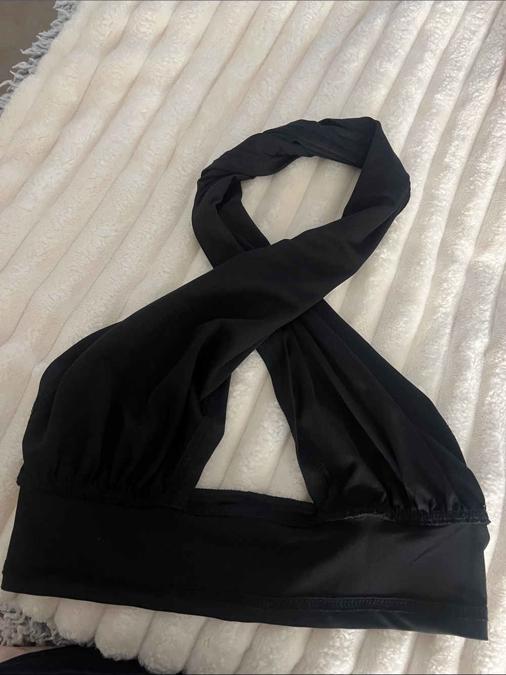 Black Cross-Front Bralette Halter Top